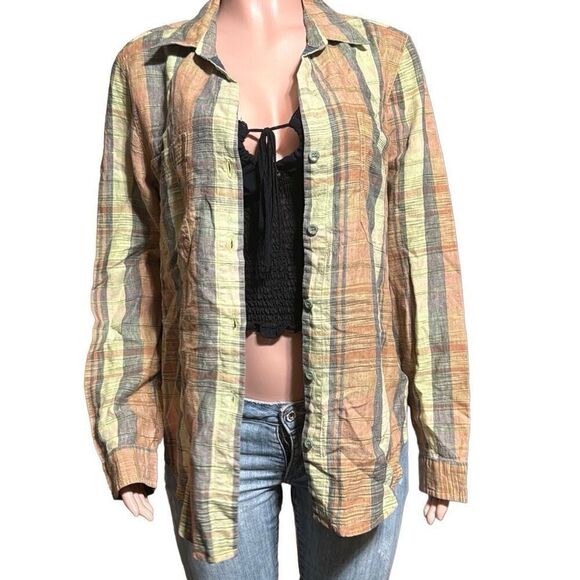 Pulp Linen long sleeve button-up multiple color pocket shirt L - Picture 1 of 6